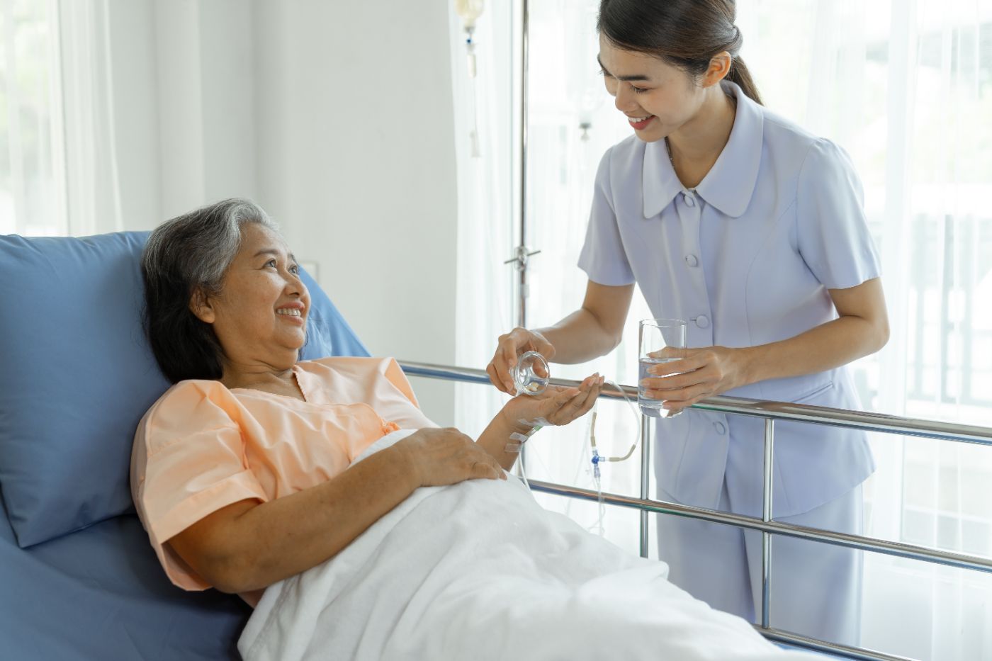 Professional caregiver providing home nursing care at home in Bangalore